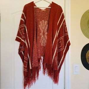 Women's Unique Boho Tribal Aztec Poncho Shawl Cardigan